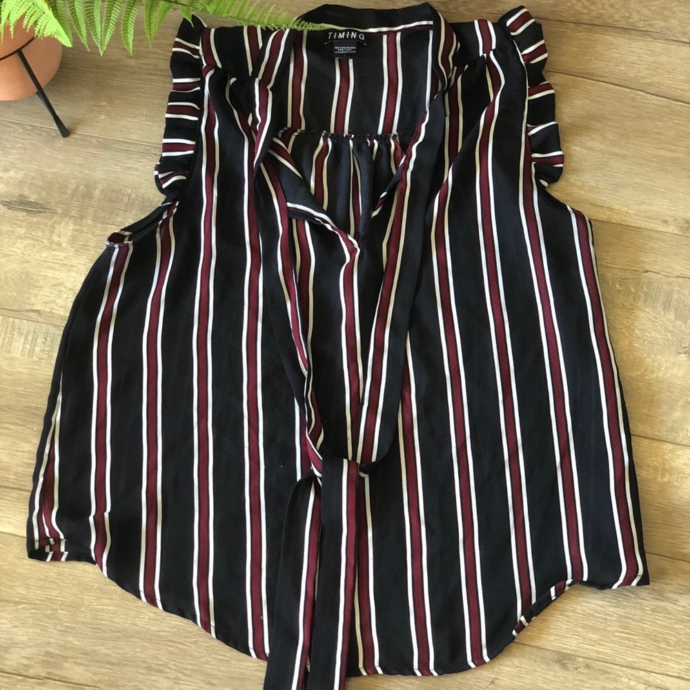 Sheerish striped blouse with a front tie!